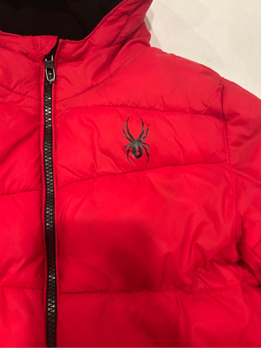 Spyder Kids Red Hooded Puffer Jacket - Picture 2 of 5